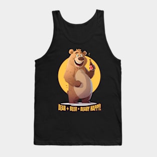 Bear + Beer = Beary Happy Drinking Bear Tank Top